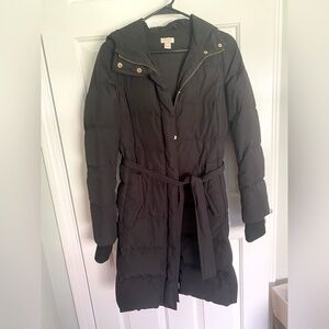 J.Crew Factory Hooded Puffer Coat with belt